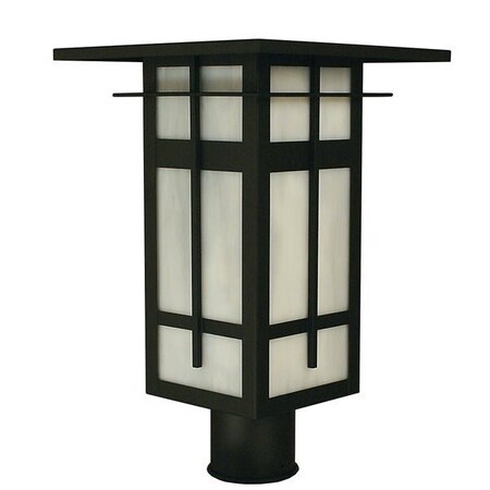 Arroyo Craftsman 10" Finsbury Post Mount, Raw Copper, Tan Glass FIP-10TN-RC